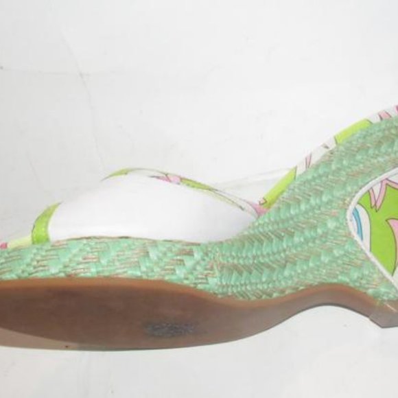 Pucci White Leather & Colorful Floral Mule Wedges! - Picture 4 of 12